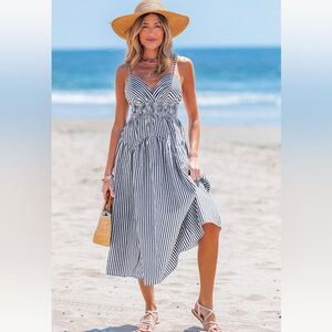 Cupshe Black and White Striped Midi Dress